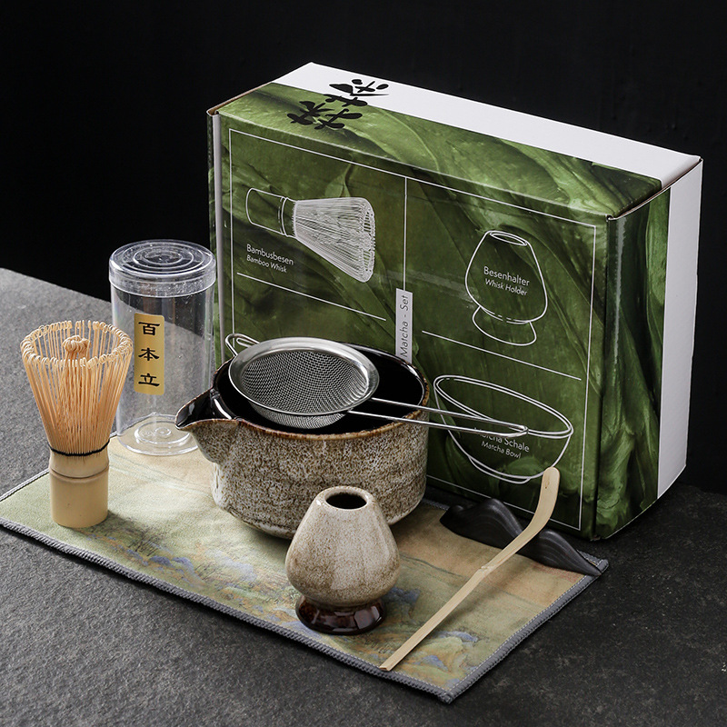 Matcha Bowl Chawan - Set Matcha Jepang teh, 7 buah