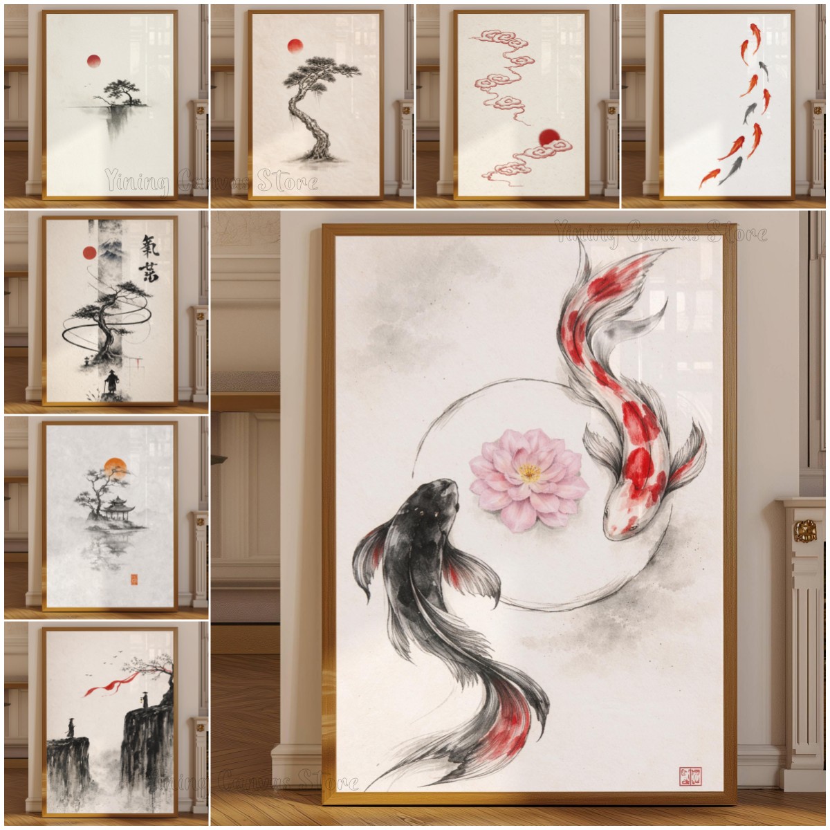 Japanese Zen Lifestyle - Poster Pemandangan Tinta Jepang, Seni Dinding