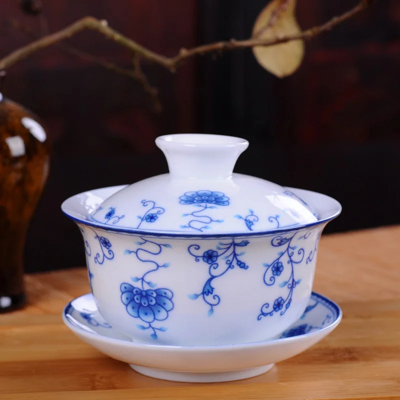 Putih Porselen Biru dan Putih  - Matcha Bowl Chawan ulasan dan harga