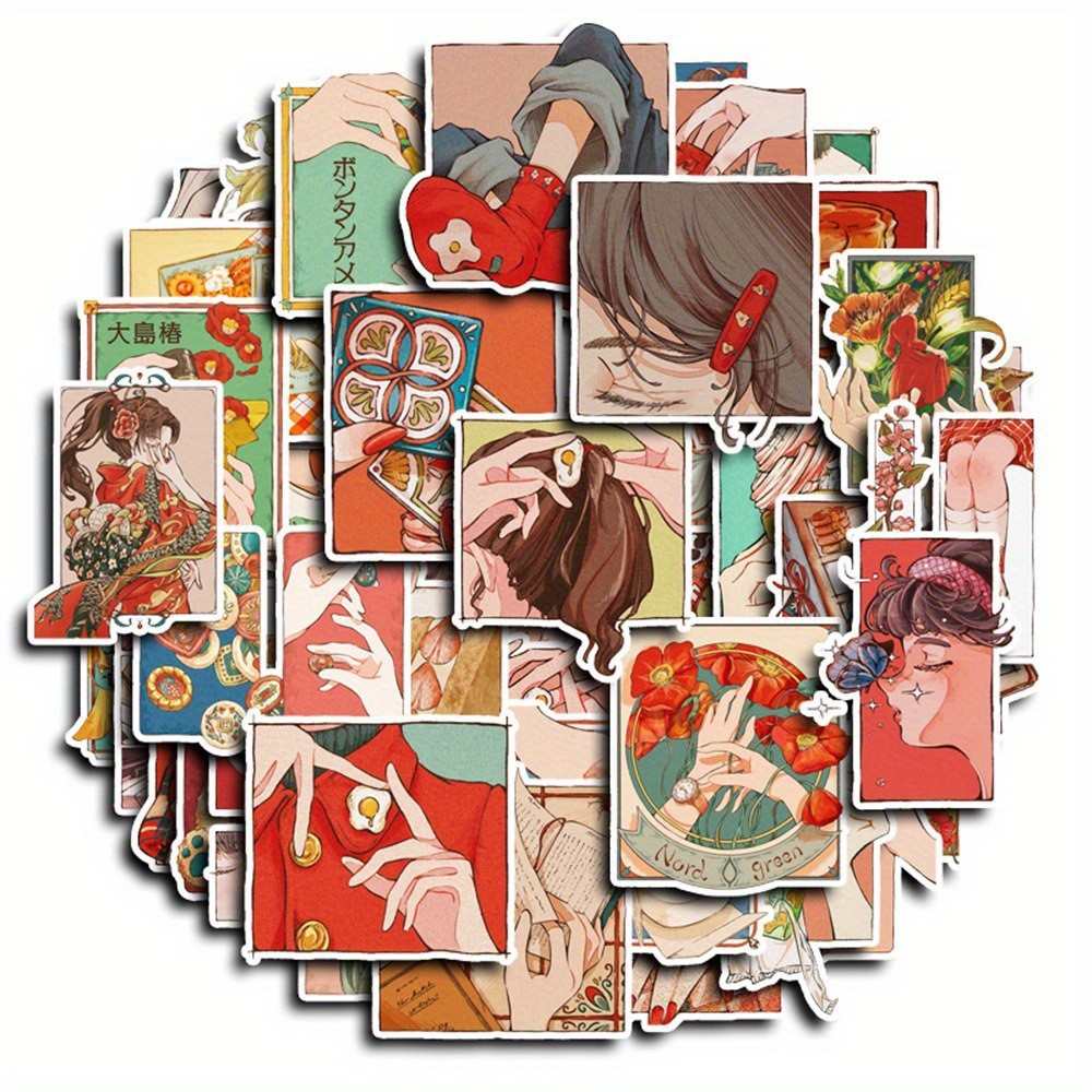 50 Buah Stiker Gaya Vintage Tr - Japanese Lifestyle Japanese ulasan dan harga