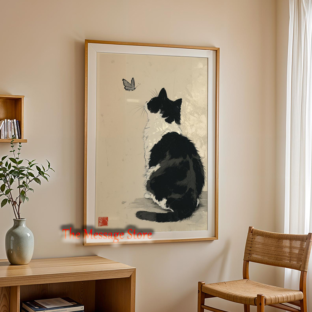 Poster Hewan Zen Kucing Minima - Japanese Zen Lifestyle ulasan dan harga