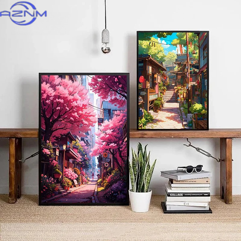 AZNM Poster Kanvas Arsitektur  - Japanese Lifestyle Japanese ulasan dan harga