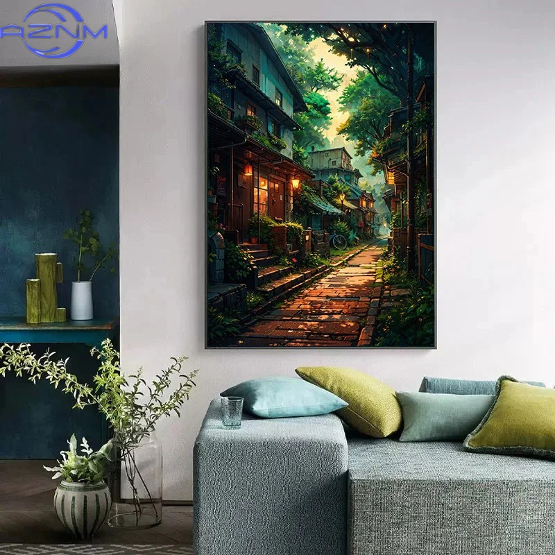 AZNM Poster Kanvas Arsitektur  - Japanese Lifestyle Japanese ulasan dan harga